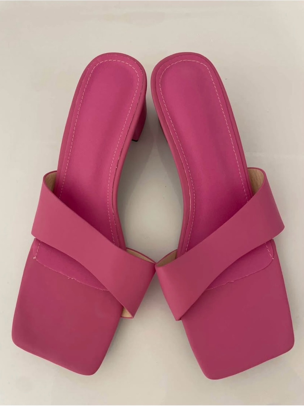 Women’s Pink Square-Toe Slide Heels